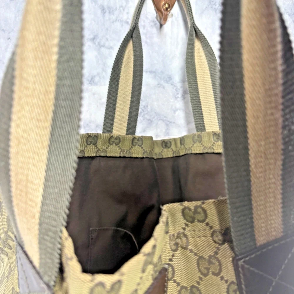 Rare Green Gucci Tote Bag Large GG Canvas Baby School Teacher Sports Travel City